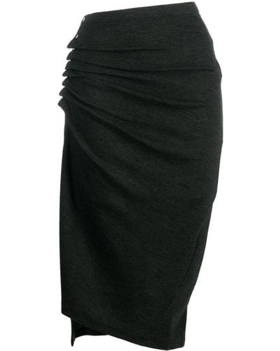 Rabanne Asymmetric Gathered Midi Skirt - Black