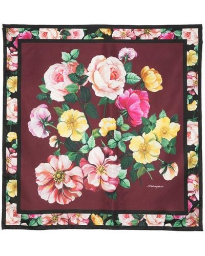 Dolce & Gabbana Foulard en soie à fleurs - Rose