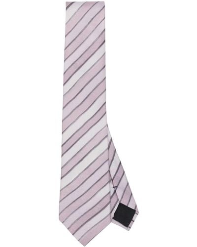 Paul Smith Striped Silk Tie - Purple