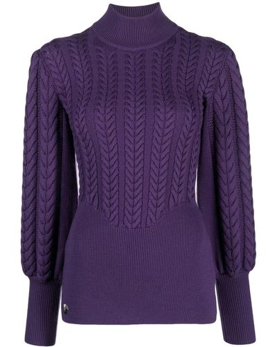 Philipp Plein Long-sleeve Knitted Wool Sweater - Purple