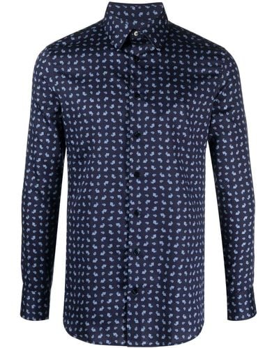 Etro Paisley-print Long-sleeve Shirt - Blue