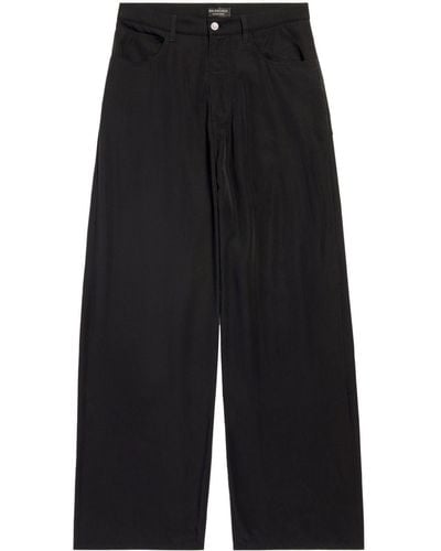Balenciaga Wide-leg Lyocell Pants - Black