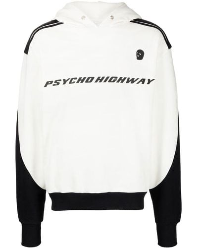 Youths in Balaclava Psycho Highway Two-tone Hoodie - White