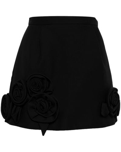 Dice Kayek Floral-appliquéd Miniskirt - Black