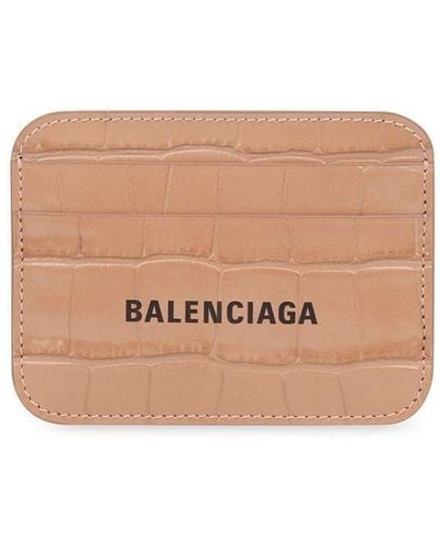 Balenciaga Crocodile-embossed Leather Cardholder - Natural