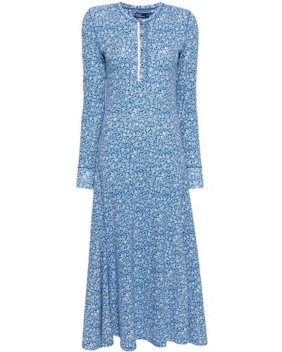 Polo Ralph Lauren Floral-print Long-sleeve Maxi Dress - Blue