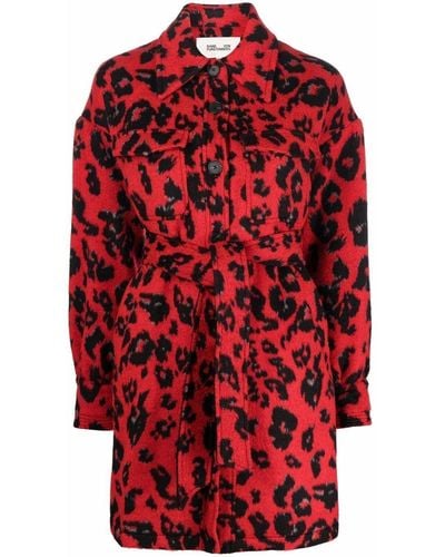 Diane von Furstenberg Manteau à imprimé léopard - Rouge