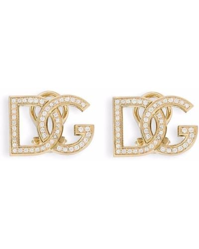 Dolce & Gabbana 18kt Yellow Gold Logo Sapphire Clip-on Earrings - Metallic