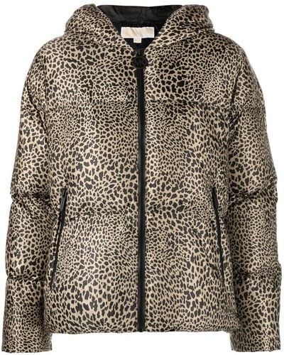 MICHAEL Michael Kors Leopard-print Hooded Puffer Jacket - Natural