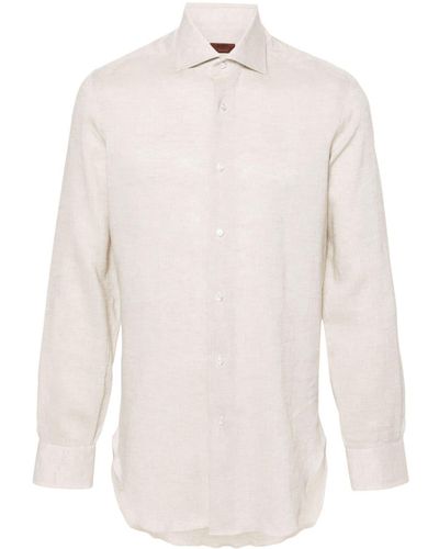 Barba Napoli Langärmeliges Hemd aus Leinen - Weiß