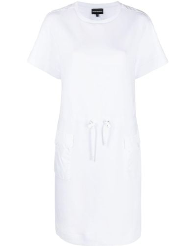 Emporio Armani Logo-patch Short-sleeve Dress - White