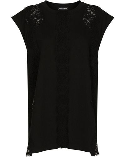 Dolce & Gabbana Lace-trim Cap-sleeve Blouse - Black
