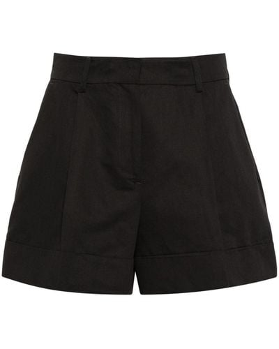 PT Torino Pleat-detail Wide-leg Shorts - Black