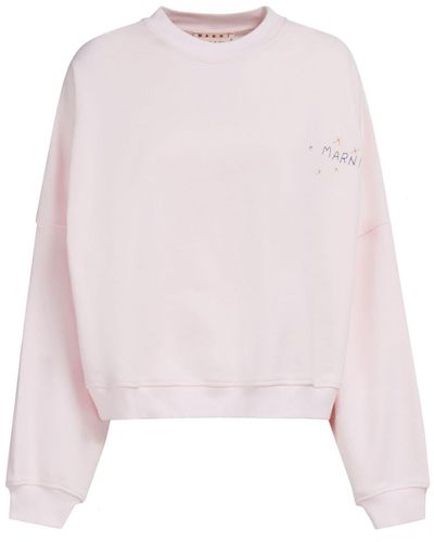 Marni Graphic-print Cotton Sweatshirt - Pink
