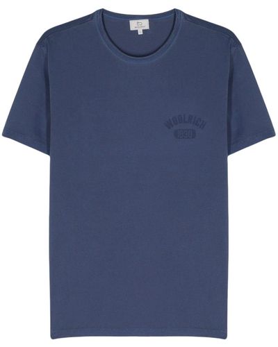 Woolrich T-shirt en coton à logo imprimé - Bleu