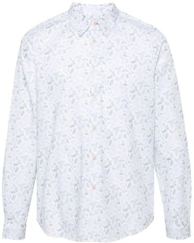 PS by Paul Smith Leaf-print Cotton Shirt - White