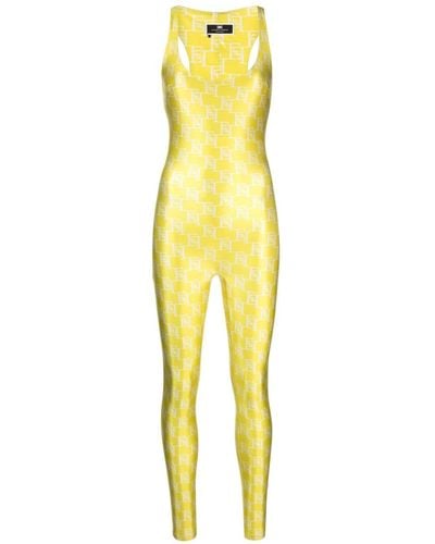 Elisabetta Franchi Logo-print Stretch-jersey Jumpsuit - Yellow