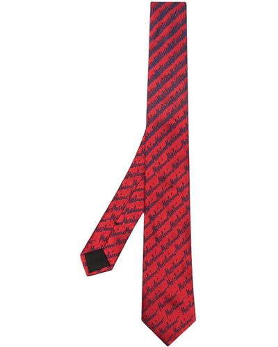 Moschino Cravate en soie à logo brodé - Rouge