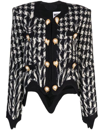 Moschino Jacke mit Hahnentrittmuster - Schwarz