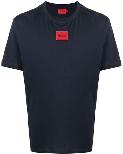 HUGO Camiseta con logo estampado - Azul