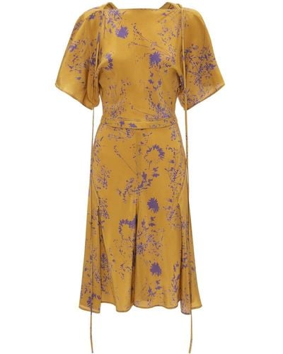 Victoria Beckham Floral-print Silk Dress - Yellow