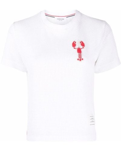 Thom Browne Lobster-embroidered Knitted Top - White