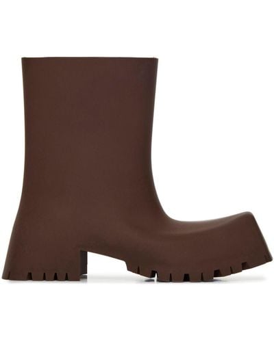 Balenciaga Ridged Block-heel Ankle Boots - Brown