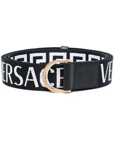 Versace オールオーバーロゴ ベルト - ブラック