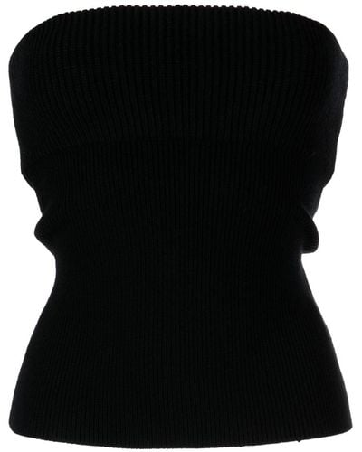 Alexander Wang Double-layer Ribbed-knit Strapless Top - Black