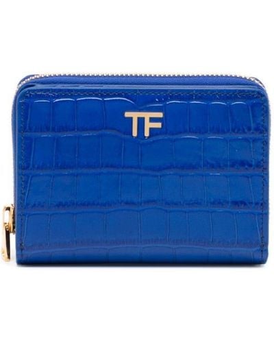 Tom Ford Portemonnaie mit Kroko-Effekt - Blau