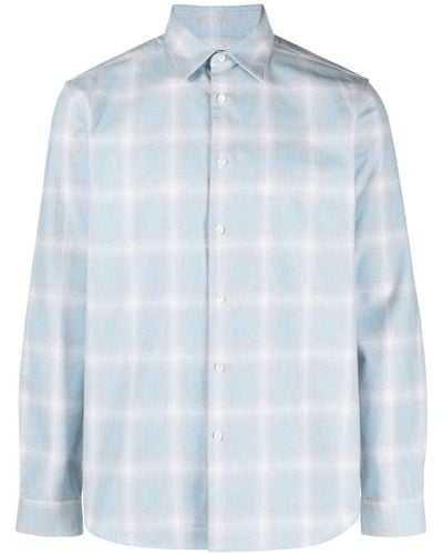 Theory Irving Checked Flannel Shirt - Blue