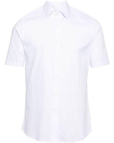Canali Classic-collar Short-sleeve Shirt - White