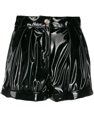 Philipp Plein Coated High-wasted Shorts - Black