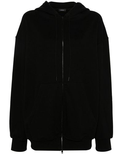 Wardrobe NYC Drop-shoulder Zip-up Hoodie - Black