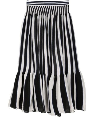 CFCL Pleated Striped Midi Skirt - Black