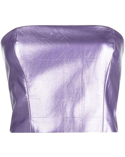 ROTATE BIRGER CHRISTENSEN Metallic Strapless Cropped Top - Purple