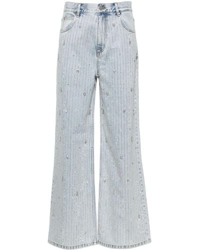 Sandro Rhinestone-embellished Wide-leg Jeans - Blue