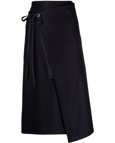 Jil Sander Mid-length Wool Jersey Wrap Skirt - Blue