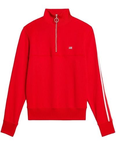 Ami Paris Felpa a righe con zip - Rosso