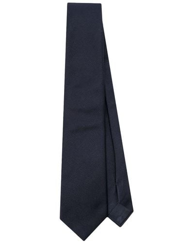 Giorgio Armani Fein gerippte Krawatte aus Maulbeerseide - Blau