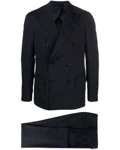 Lardini Peak-lapel Double-breasted Suit - Black
