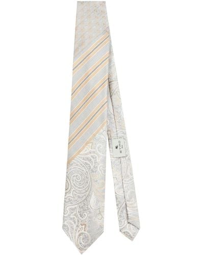 Etro Silk Jacquard Tie - White