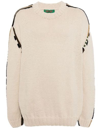 Casey Casey Side-stripe Ribbed-knit Sweater - Natural