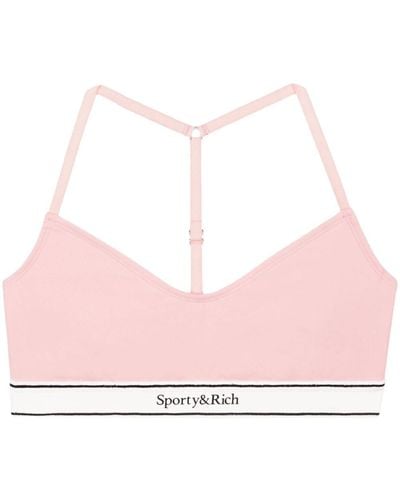 Sporty & Rich Serif Logo Sport-BH mit Racerback - Pink