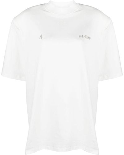 The Attico T-shirt en coton Kilie à logo pailleté - Blanc