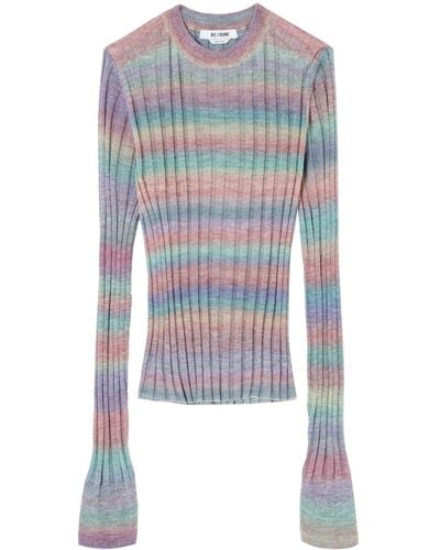 RE/DONE Ribbed-knit Wool Jumper - Blue