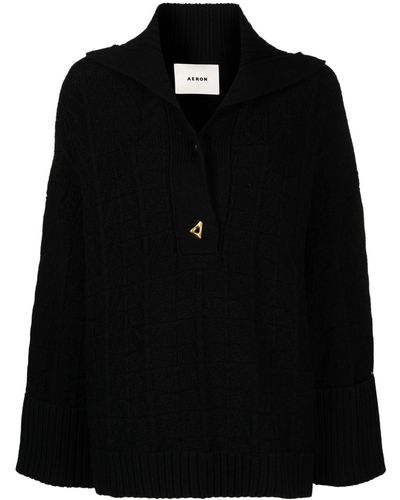 Aeron Baker Chevron-jacquard Sweater - Black