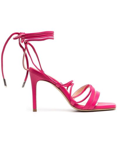 P.A.R.O.S.H. Leather Ankle-tie Sandals - Pink