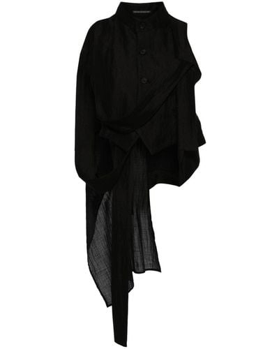 Yohji Yamamoto Asymmetric Cropped Shirt - ブラック