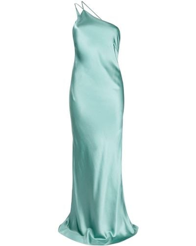 Michelle Mason One-shoulder Bias Gown - Green